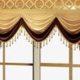 thumbnail image 2 of Elegant Velvet Waterfall Valance with Bead Tassels, 1-Piece, Rod Pocket & Velcro Install Decorative Top Header, Coffee & Gold, 2 of 5