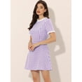 thumbnail image 2 of Vestido de manga corta vintage Allegra K con panel de contraste y cuello con volantes Morado L, 2 of 5