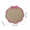 thumbnail image 3 of Linnome Flower Shaped Embroidered Linen Placemats, Bow Decor Heat Resistant Table Mats, Washable Stitched Insulation Plate Mats for Dining Table, Coffee Table Decor, 3 of 6