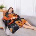 thumbnail image 5 of Oversized Wearable Blanket Hoodie,Halloween Black Cats and Pumpkins Pattern Sherpa Blanket Hoodie with Super Pockets,Super Warm Fuzzy Pullover for Women & Men, 5 of 6