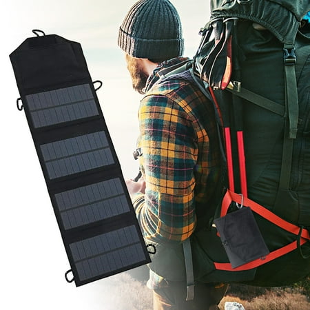 

Tiitstoy Four-Fold Portable 7W 5V Solar Panel Folding Bag Outdoor Camping New Energy Charger Usb Mobile Power Outdoor Charger with Two Climbing Buckles Black