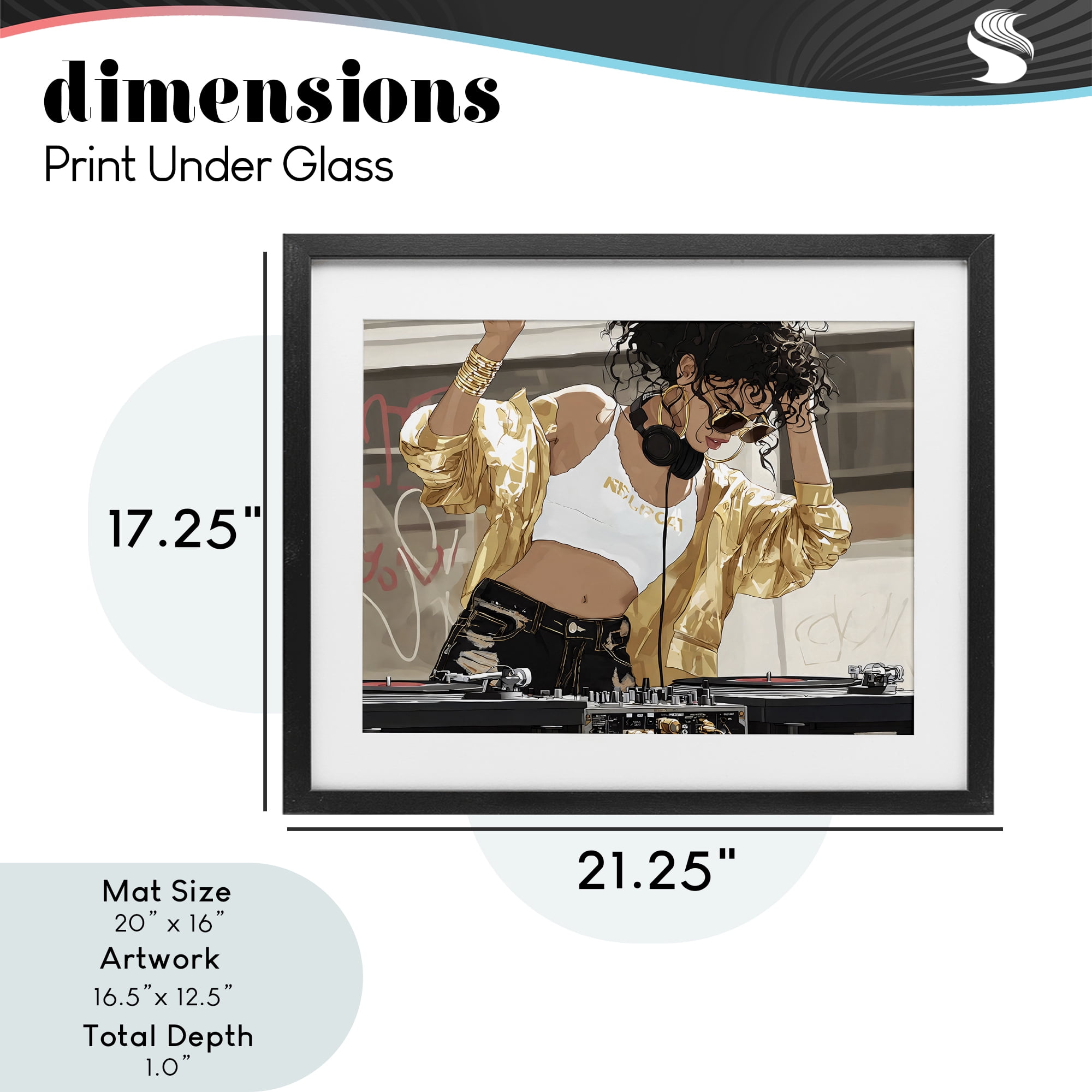 Stupell Industries Gold Accented DJ Black Framed Print Under Glass, design by Franklyn Gregory