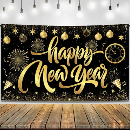KatchOn XtraLarge Happy New Year Banner - 72x44 Inch | Backdrop for New Years Eve Party Supplies 2026 | Happy New Year 2026 New Years Eve Decorations 2026