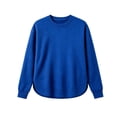 thumbnail image 4 of Women's Waffle Knit Sweatshirt Crew Neck Long Sleeve Drop Shoulder Casual Pullover Top, 4 of 7