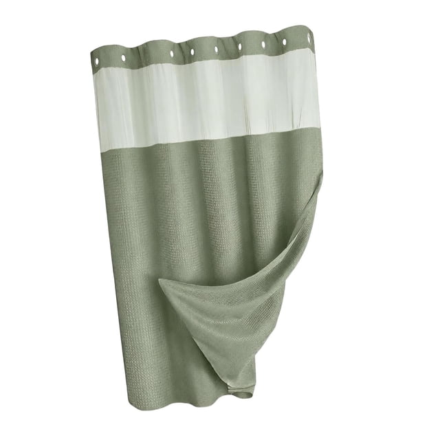 Cortina de ducha resistente y multifuncional, accesorio de baño para hotel, poliéster. Verde