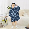 thumbnail image 6 of FORMRS Wearable Blanket Hoodie with Sleeves for Kids Cozy Flannel Sweatshirt, Watercolor Shark Pattern, 6 of 7