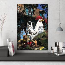 LAWN CHICKEN by photographer Steven A. Heller - 14"x14" Canvas Artwork - Multi-Color 16 x 20