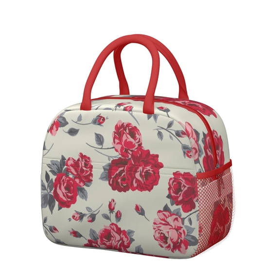 Flower Lunch Bag for Women Men Reusable Insulated Lunch Bags, Leakproof Cooler Food Lunch Tote Bag, Large Capacity Lunch Box for Work School Travel Picnic