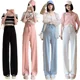 thumbnail image 5 of Pantalones de maternidad con parte inferior acampanada, ropa de embarazo de pierna recta holgada informal de estilo fino de verano para madres esperando, 5 of 5