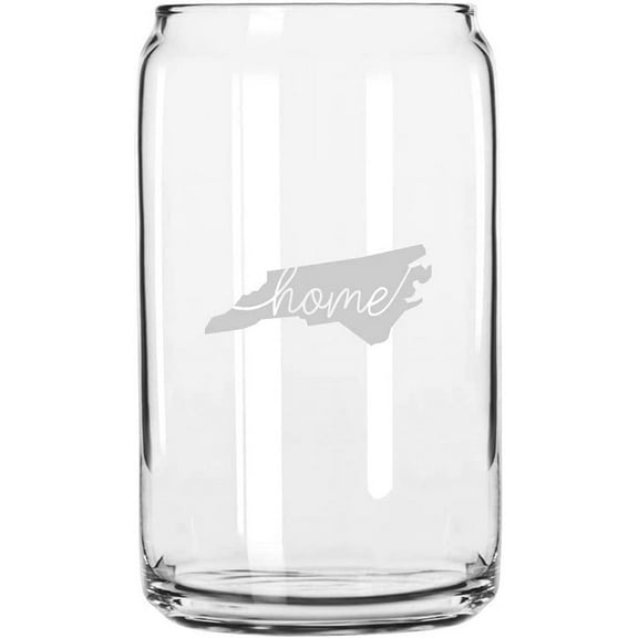 North Carolina Home States Etched 16oz Libbey Can Glass