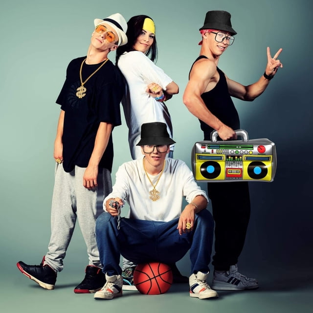 Accesorios de rapero, 4 piezas de disfraz de hip hop, kit de disfraz de rapero, disfraz de hip hop, rendimiento sólido