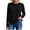Black, variant on Women's Waffle Knit Long Sleeve Top, Crew Neck Raglan Sleeve Curved Hem Casual Shirt