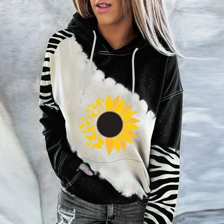 

Moxiu Hooded Topsfor Women Woman Long Sleeve Autumn T-Shirt Printing Hooded Blouse Pullover Tops with Pocket