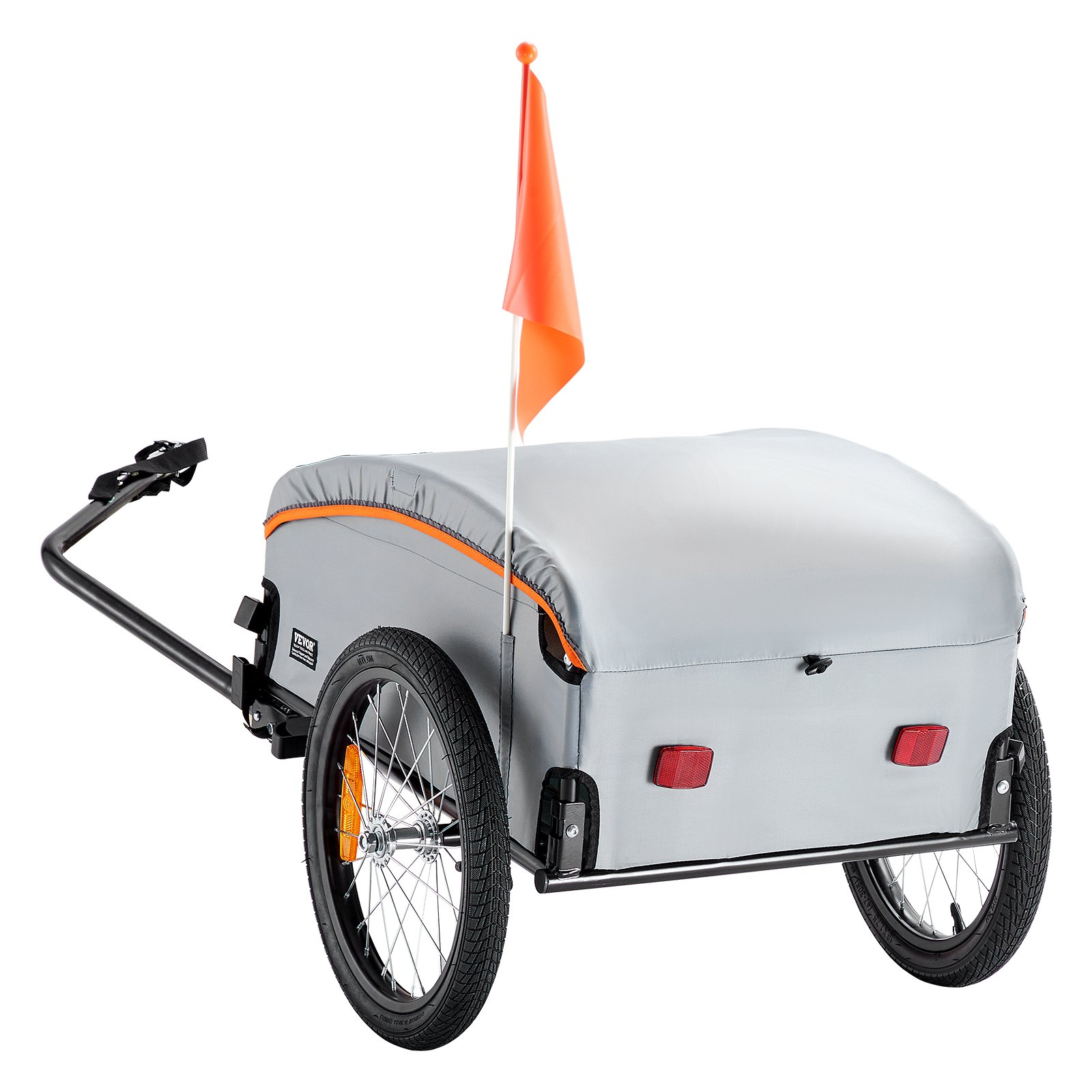 VEVOR Foldable Heavy-Duty Two-Wheels Cargo Trailer, White and Orange