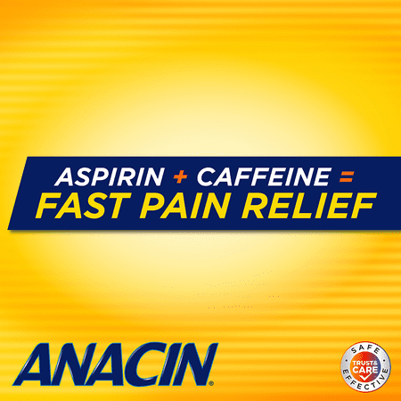 Anacin Aspirin & Caffeine Pain Reliever Tablets, 50 Count