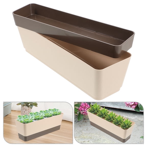 BESTYASH Rectangular Plastic Planter Box with Drainage Holes for Balcony and Window Garden