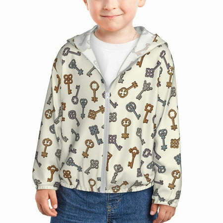 

Sun Hoodie for Kids Keys1 Long Sleeve Swim Fishing Shirts Sun Protection Zip Up Jacket Clothing Athletic Hoodie