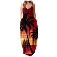 thumbnail image 1 of asdoklhq Womens Plus Size Clearance Dresses,Women Casual Plus Size Print O-Sleeveless Pocket Maxi Long Dress, 1 of 5