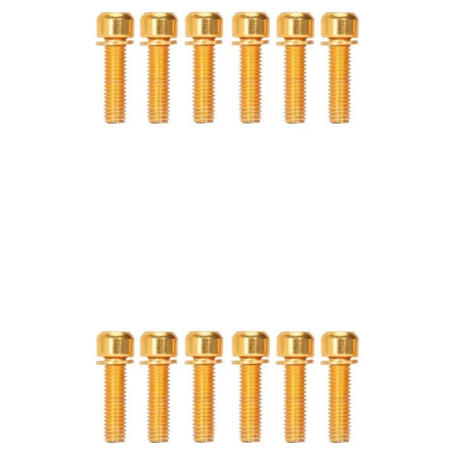 fastboy Lot de 6 Vis de Potence de Vélo en Acier Inoxydable Montage Hexagonal avec Accessoires de Rondelle Or M5 2Ensemble