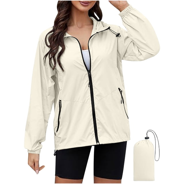 ameIAEA Veste de Pluie pour Femmes Coupe-Vent de Sport Extérieur Léger Imperméable