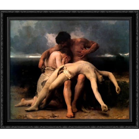 The First Mourning 34x28 Large Black Ornate Wood Framed Canvas Art by William-Adolphe Bouguereau