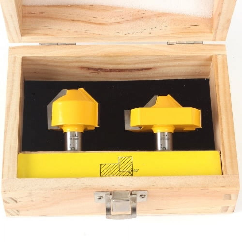2 Bit Rabbet Miter Joinery Router Bit Set - 1/2" Shank - Yonico 15233