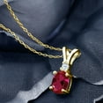thumbnail image 2 of Gem Stone King 18K Yellow Gold Plated Silver Red Created Ruby Pendant Necklace for Women (1.40 Cttw, Oval 8X6MM, with 18 inch Chain), 2 of 4