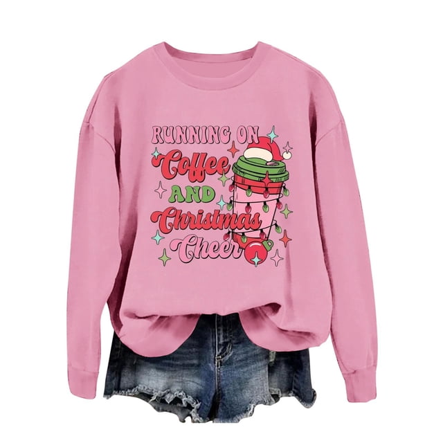 WEAIXIMIUNG Sweatshirt Dressy Women's Casual Light String Letter Large Print Sweatshirt Long Sleeve Sweatshirt