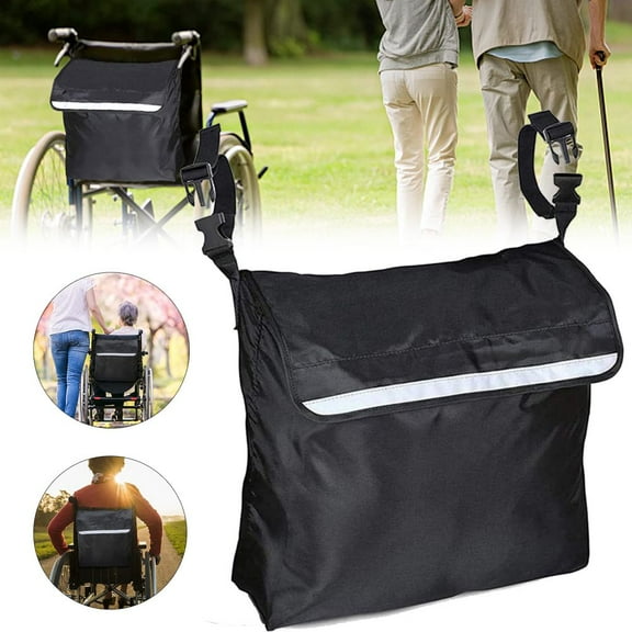 VIVIHEYDAY Wheelchair Backpack Bag Reflective Strips Large Capacity Rollator Storage Bags Pouch 18X16"