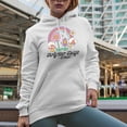 thumbnail image 2 of Brighter Days Ahead Quote with 90s Retro Rainbow, Flowers & Mushrooms Art Merch Gift, White Hooded Sweatshirt or Hoodie, Small, 2 of 5