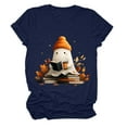 thumbnail image 4 of zaveiop Halloween Shirts for Women 2025 Plus Size Cute Ghost Reading Book Lovers Autumn Fall Halloween Ghost Short Sleeve Tshirt (Navy, M), 4 of 5