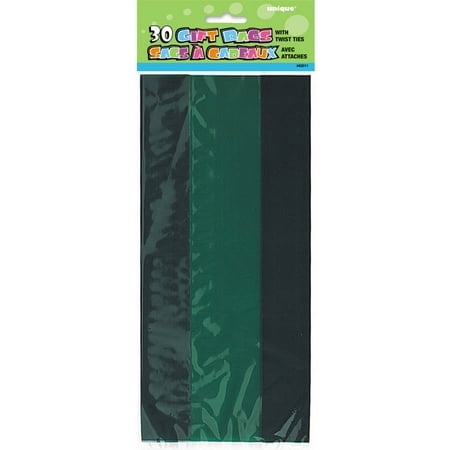Unique Industries Green Solid Print Party Bags, 30 Count