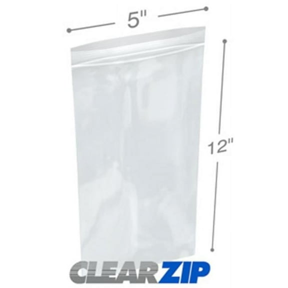 International Plastics CZ20512 5 x 12 in. ClearZip Lock Bags, 0.002 Gauge - Case of 1000