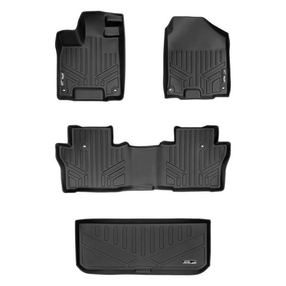 SMARTLINER Floor Mats and Cargo Liner Behind 3rd Row Set Compatible With 2016-2022 Pilot (Factory Cargo Lid must be in the Lower Position)