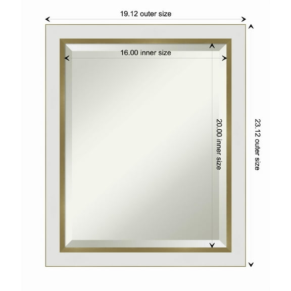 Amanti Art Eva White Gold Narrow Framed Wall Mirror - 19.12 x 23.12 in