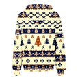 thumbnail image 3 of Sudadera con capucha y manga larga para mujer, informal, con estampado navideño, cremallera, manga larga, poliéster, 3 of 6