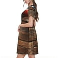 thumbnail image 2 of Fotbe Robe Motif Bois Drapeau Américain Rustique Décontractée Mode Femme Manches Courtes Robe Maxi Robe T-Shirt Rayée Longue à Blocs de Couleur, 2 of 6