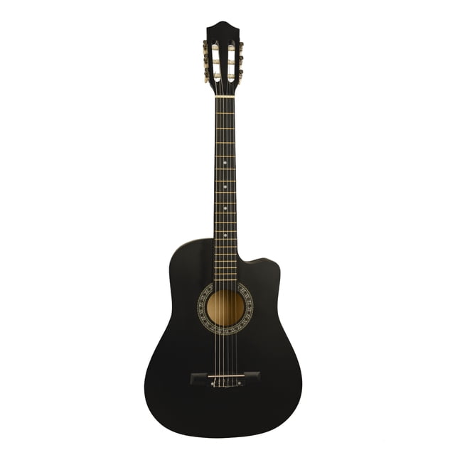 Instrumento de cuerda Guitarra acústica curva de 38 pulgadas. guitarra clásica recortada de 6 cuerdas con kit de accesorios. soporte para púas de guitarra. púas de celuloide. afinador. tablero de prot Tomshoo Instrumento de cuerda