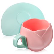 Gongxipen UPKOCH Ceramic Tea Cup Set Tulip Flower Coffee Mugs Cappuccino Cups
