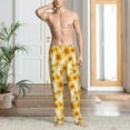 thumbnail image 6 of Lsque White Marble Pattern Sunflower Print Men's Pajama Pants, Lounge Pant - Comfortable Home Wear,Elastic Waistband, Stylish Design-Large, 6 of 9