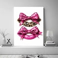 thumbnail image 2 of Mudket Framed Leopard Print Lips with Pink Bows Canvas Wall Art, Cute Trendy Wall Decor, Glamorous Art Ready to Hang for Girls Bedroom - 12"L x 8"W, 2 of 10