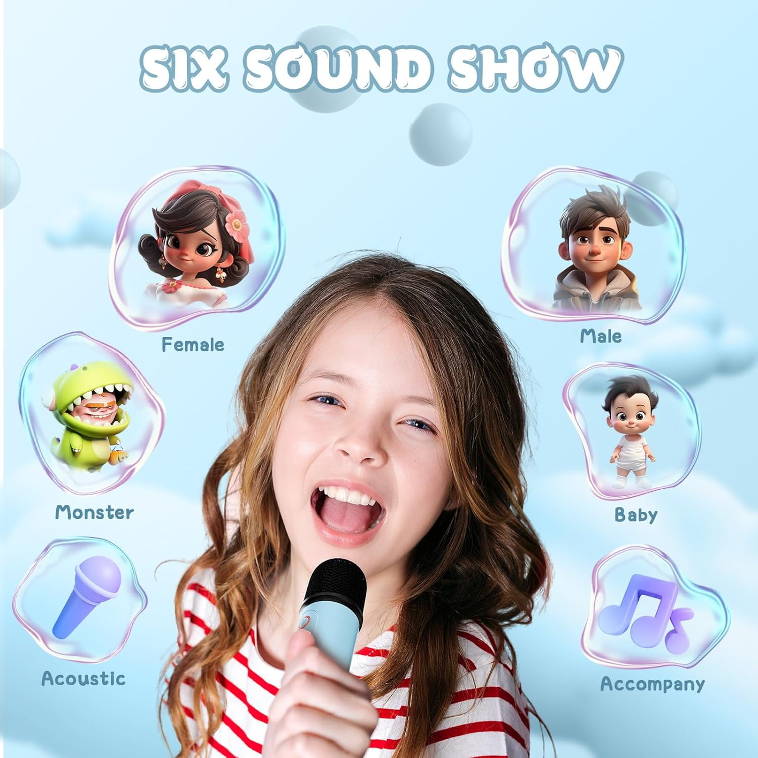 Mini Karaoke Machine, Karaoke Machine for Kids Toys, Portable Bluetooth Speaker Mini Karaoke Machine with 2 Wireless Microphones, Karaoke Gifts for Adults Kids Birthday Home Party (Blue)