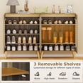 thumbnail image 6 of Costway Shoe Cabinet with 2 Louvered Doors&3 Removable Shelves,5-Tier Narrow Cabinet Walnut, 6 of 10