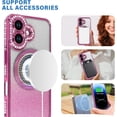 thumbnail image 2 of Compatible with iPhone 17 Magnetic Glitter Case Compatible with Magsafe Luxury Bling Rhinestone Case with Logo View Plating Sparkle Diamond Camera Lens Protection for Women Girls, 2 of 6