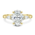 thumbnail image 2 of Este Origin 2.4CT Oval Diamond with Round and Pear Side Stones Trilogy Moissanite Engagement Ring in 10K Yellow Gold for Women US 6., 2 of 7