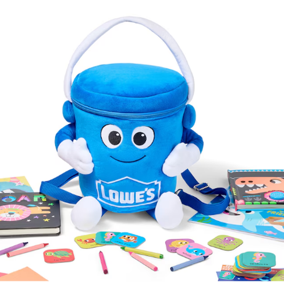 Lowes Big Blue Plush Backpack - Novelty Plush Character Backpack, Adjustable Detachable Shoulder Strap Cute Bucket‑Shape Bag for Collectors and Gifting