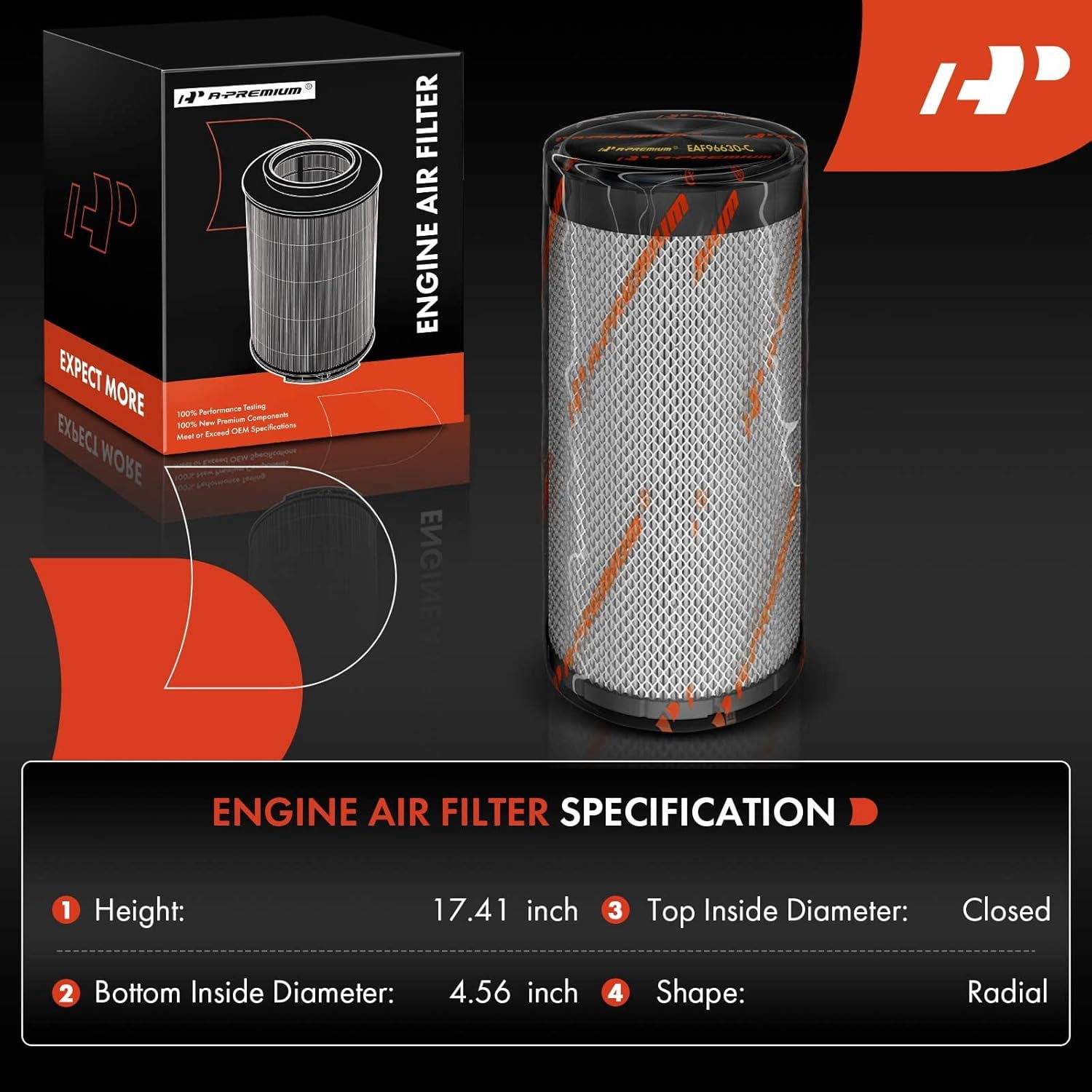 A-Premium Front Engine Air Filter Compatible with Chevrolet C4500 Kodiak, C5500 Kodiak & GMC C4500 Topkic, C5500 Topkick, 2003-2009, 6.6L 8.1L, Replace# 88937527
