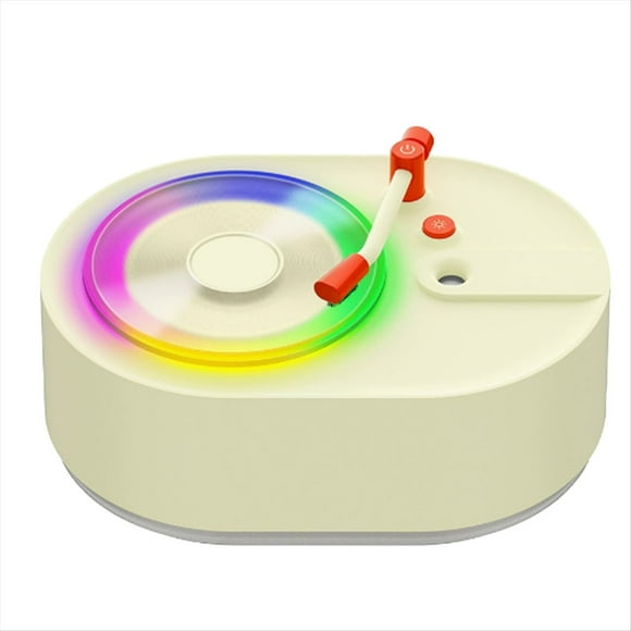 Mini Reproductor de Discos Portátil USB Retro, Humidificador de Aire Frío, Difusor de Aroma de Aceites Esenciales con LED