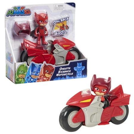 PJ Masks Kickback Motorcycles, Owlette and Vehicle, 2-Piece Figure Set, Ages 3 +