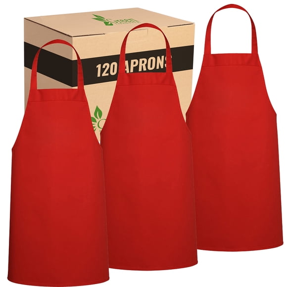 Delantal impermeable GREEN LIFESTYLE para chef y cocina, rojo, paquete de 120